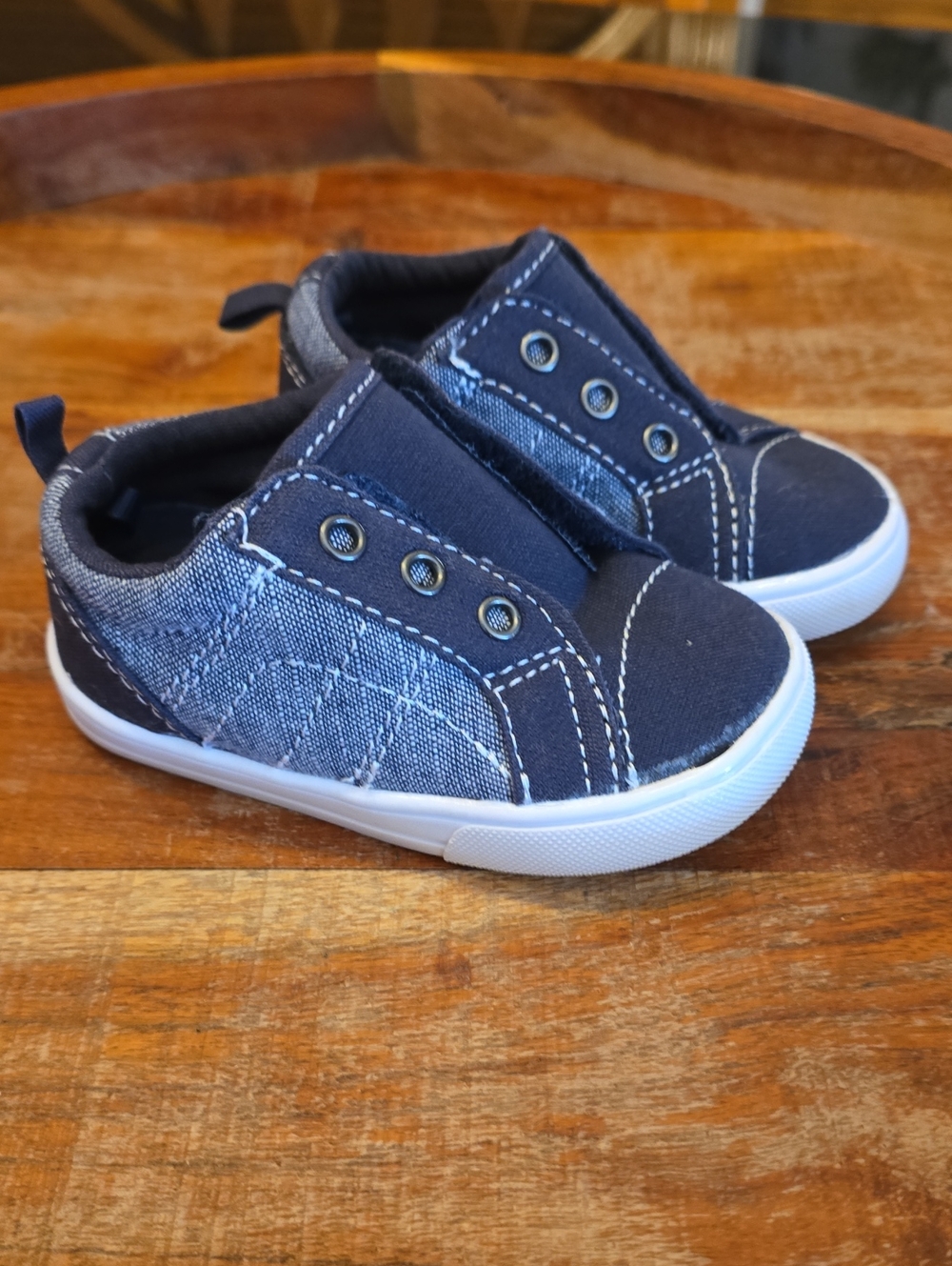 wonder nation Navy and White Slip-On Toddler Sneakers